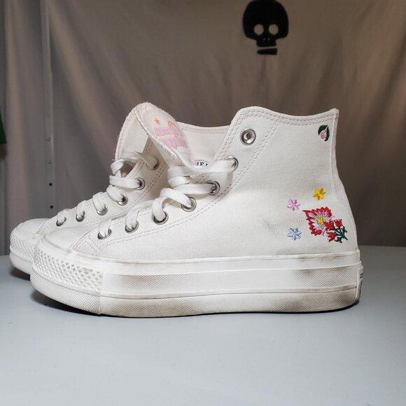 Converse Return to Festival Floral Embroidered White Platform Hi-Tops -Sz 7 - Picture 9 of 16